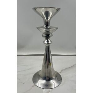 Lunares San Francisco Polished Aluminum Candlestick Holder MCM Sculptural 12in
